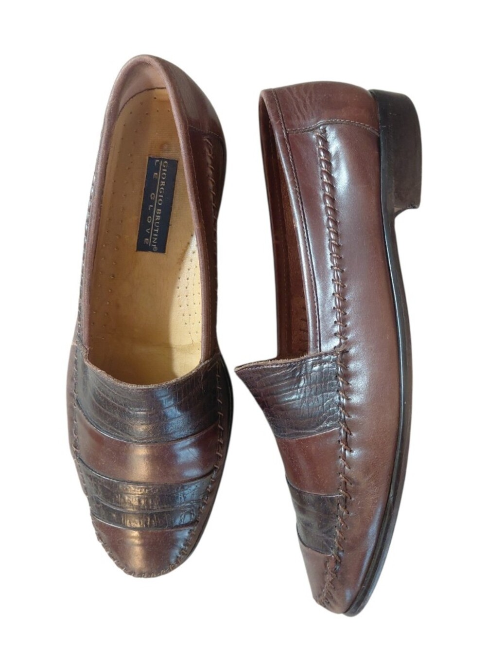 Giorgio Brutini Brown And Black Leather Penny Loafers Men's Size 13 D
